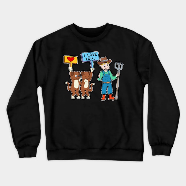 Dogs love the farmer Crewneck Sweatshirt by Modern Medieval Design